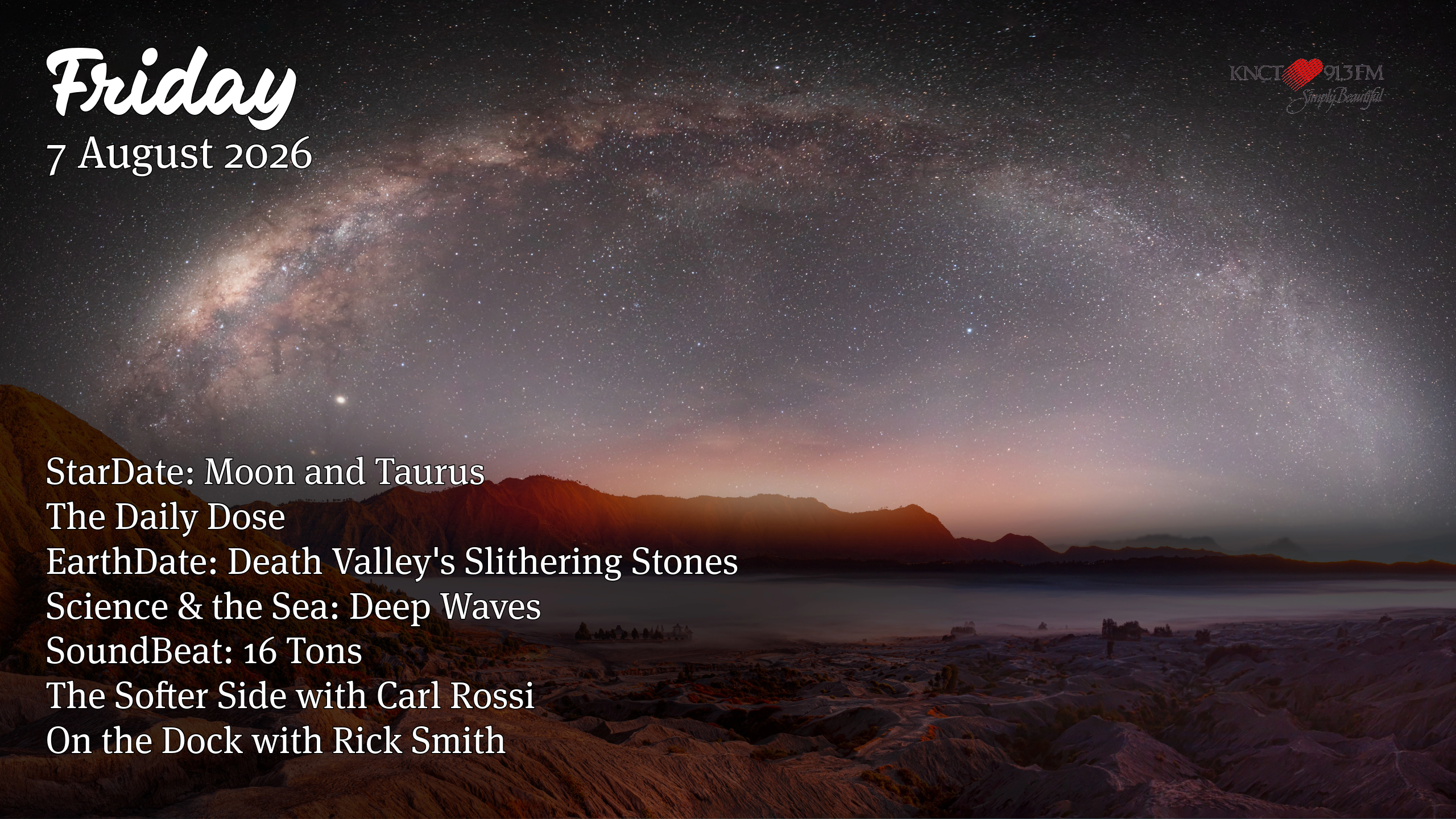 Playlist for Thursday, 6 August 2026