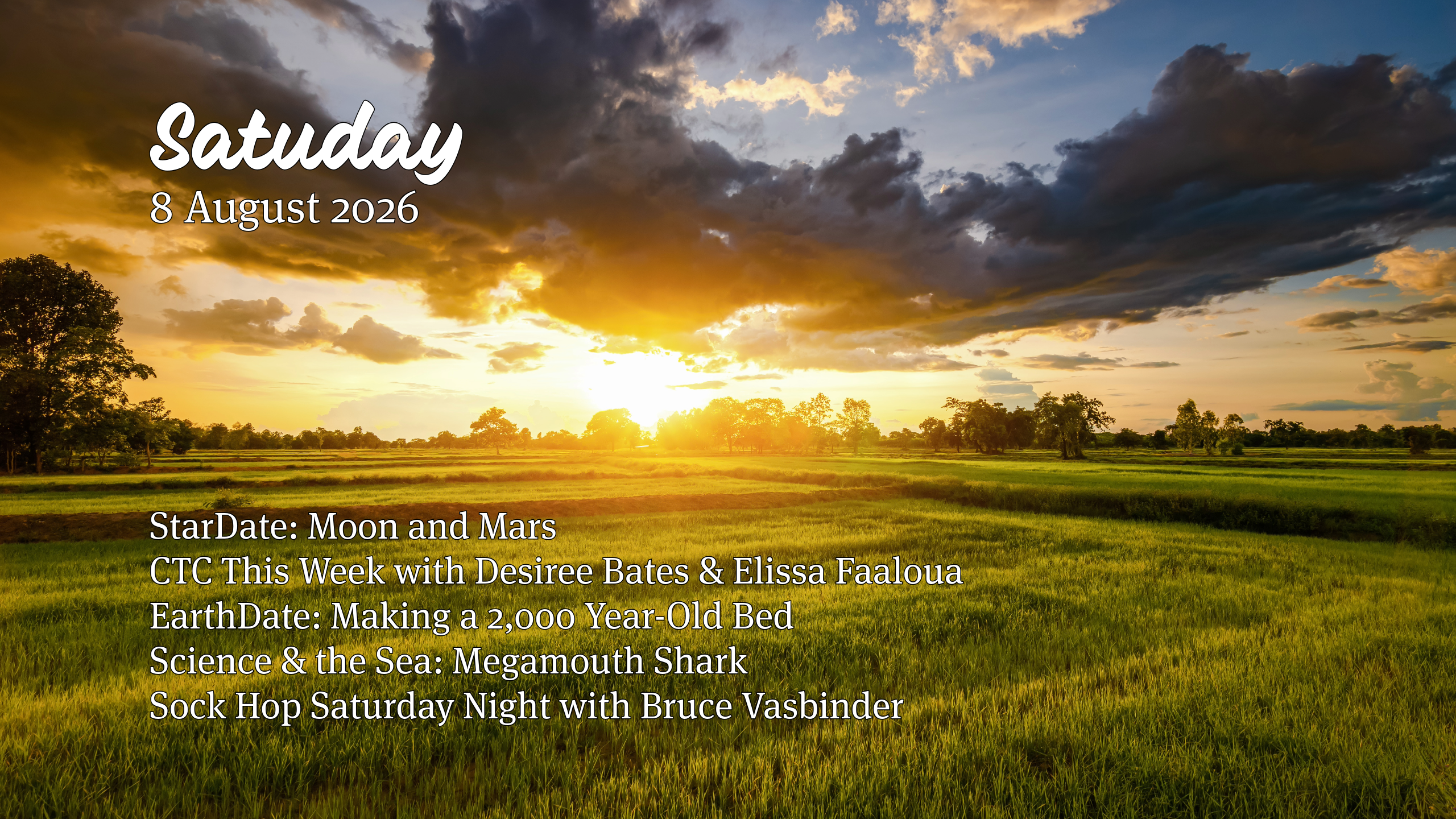 Playlist for Friday, 7 August 2026