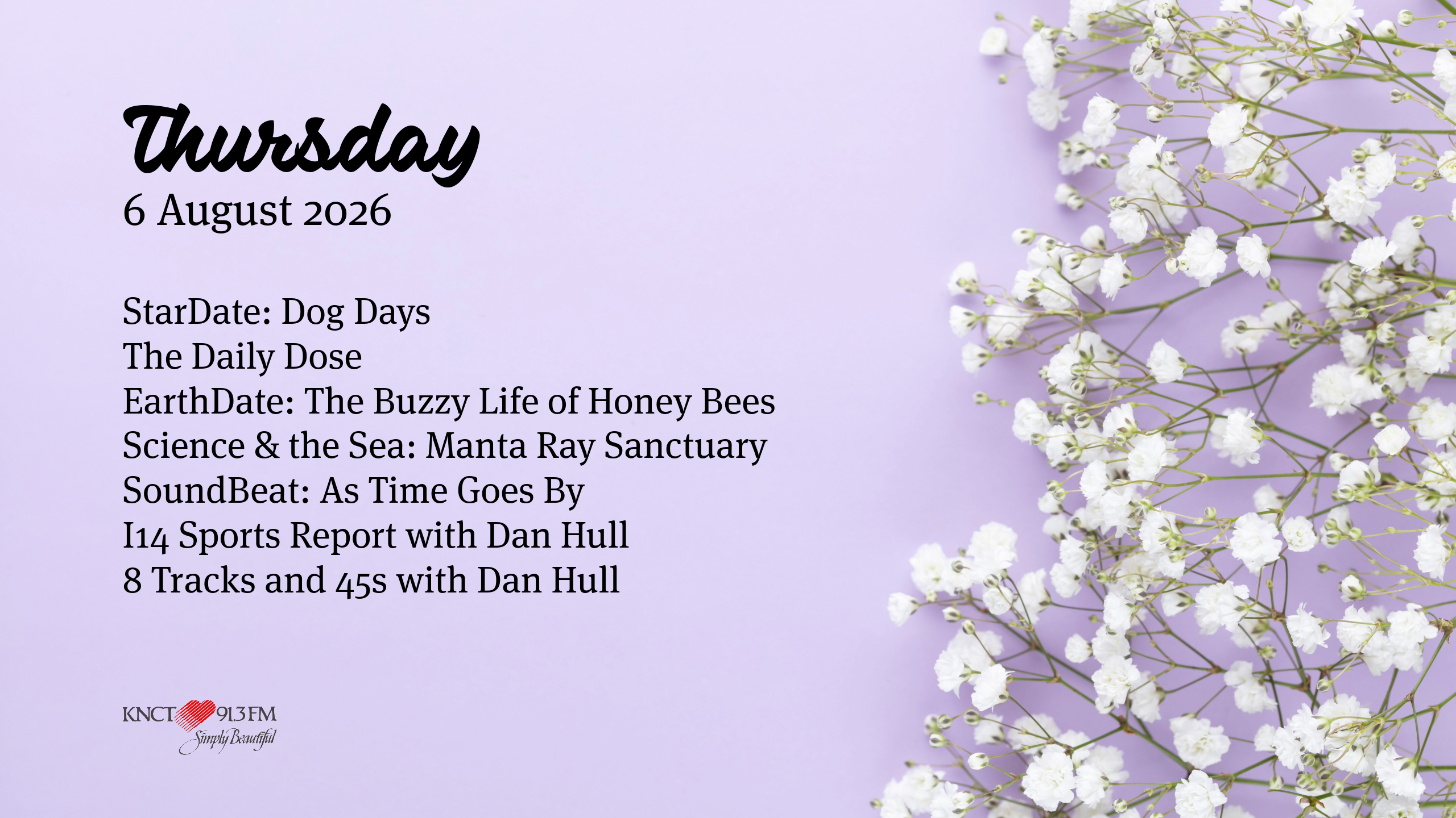 Playlist for Wednesday, 6 August 2026